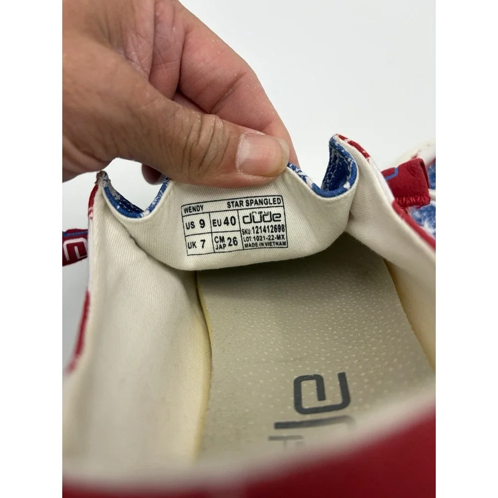 Hey Dude Wendy Star Spangled Women's Size 9 Red White Blue Shoes Patriotic USA